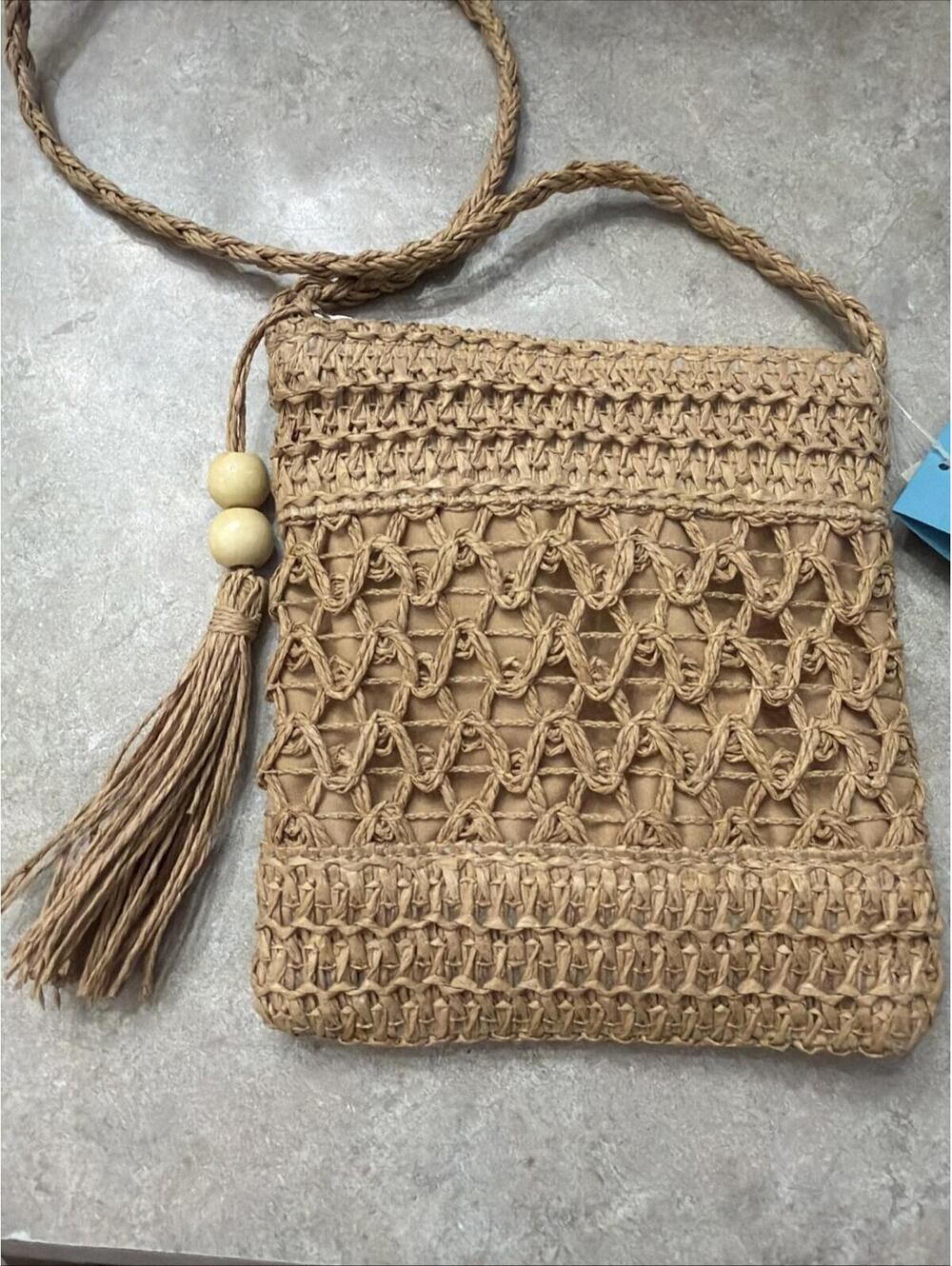 KissSea Grass Straw Purse Crossbody Bag Coastal Sustainable Boho Beachy New - Picture 2 of 8